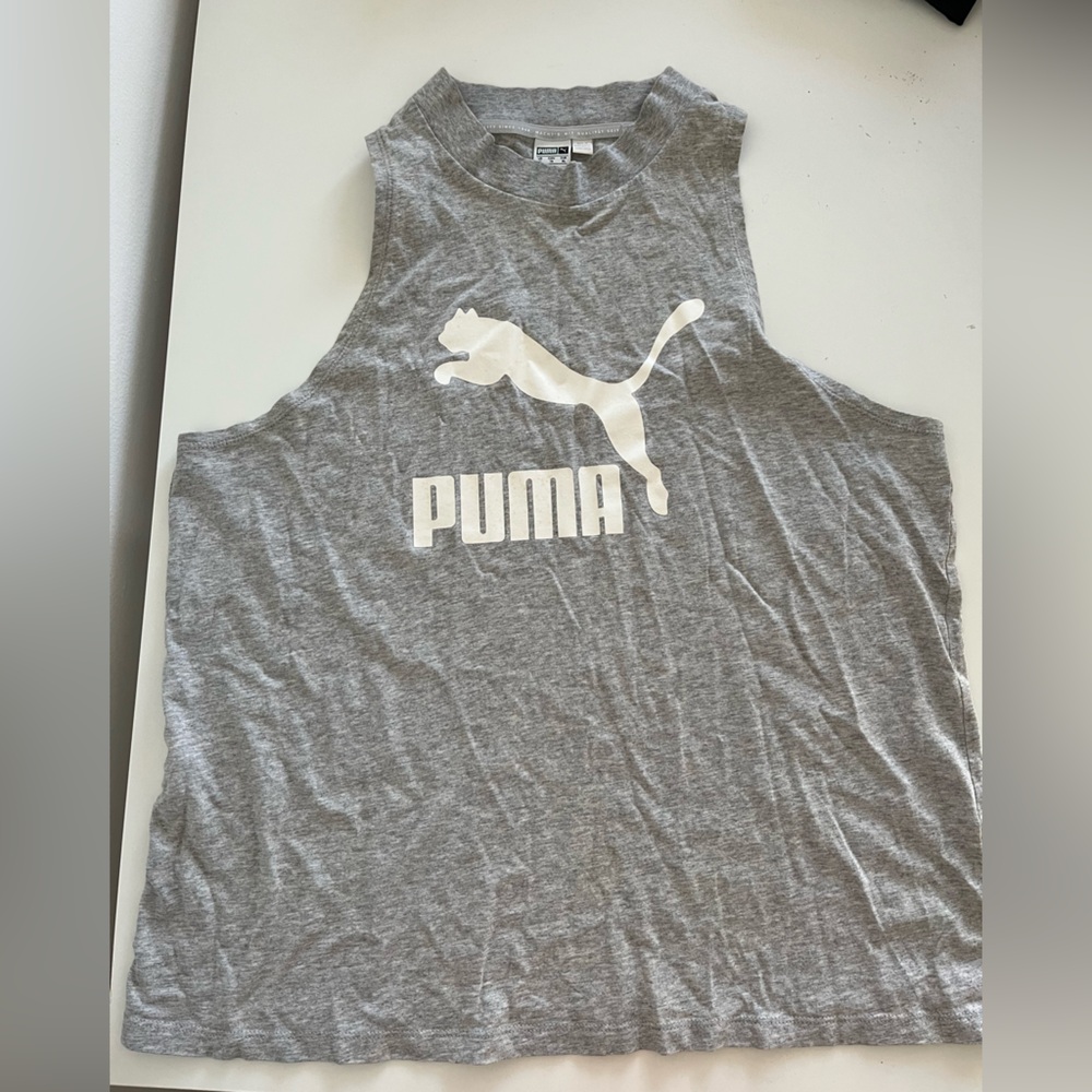 Puma Gray Tank Top with White Logo